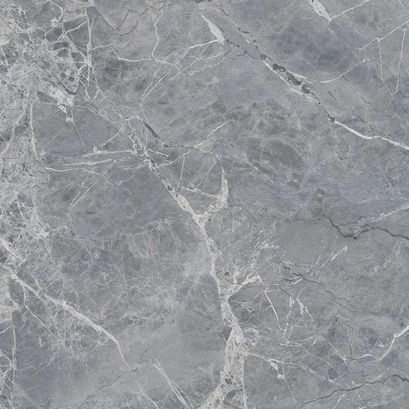 Plancher de planche de vinyle de clic de la texture EPC de tuile de marbre gris foncé de veines blanches